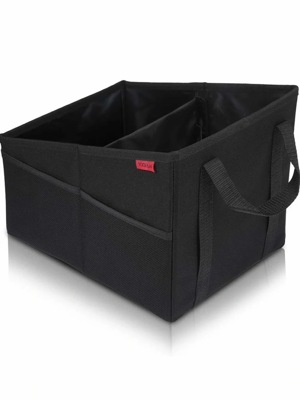 Car Trunk or Seat Organizer Storage Bin with Dual Handles - Black